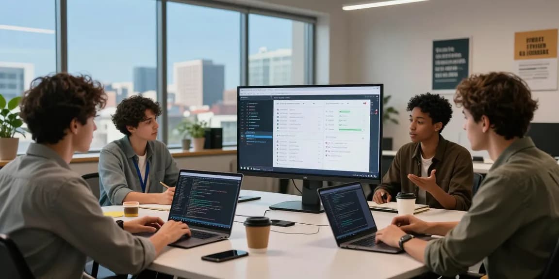 Professionals exploring ChatGPT alternatives in a modern tech workspace.