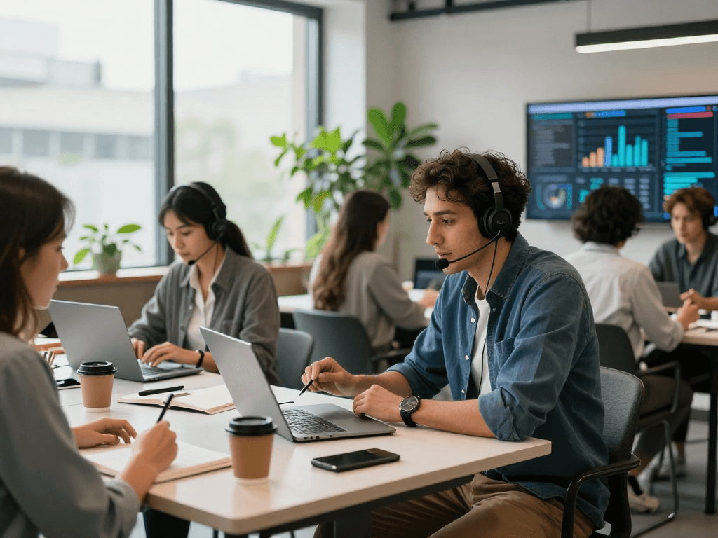 IDXSTAR business professionals collaborating in a modern workspace environment.
