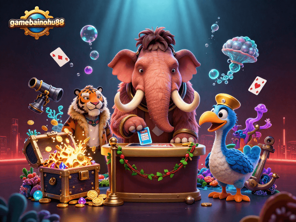 Join the adventure with gamebainohu88 as players dive into unique casino experiences surrounded by vibrant characters.