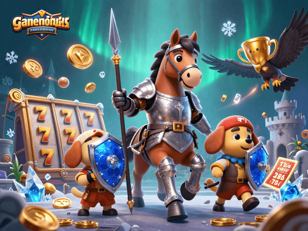 Engage in gaming excitement with gamenohudoithuong through a vibrant illustration of knights and jackpots.