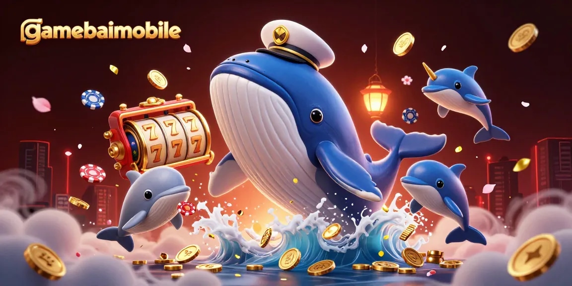 Experience thrilling gameplay with gamebaimobile's vibrant casino illustration featuring playful characters and dynamic elements.