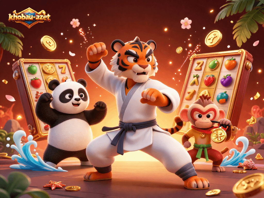 Experience the thrill of khobau-aztec slots with dynamic characters and game elements in an immersive gambling scene.