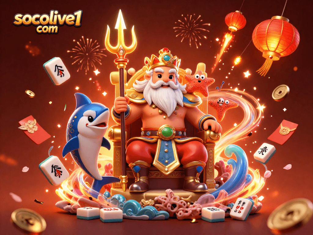 Experience thrilling gameplay at socolive1 com with vibrant 3D illustrations featuring Neptune and engaging elements.