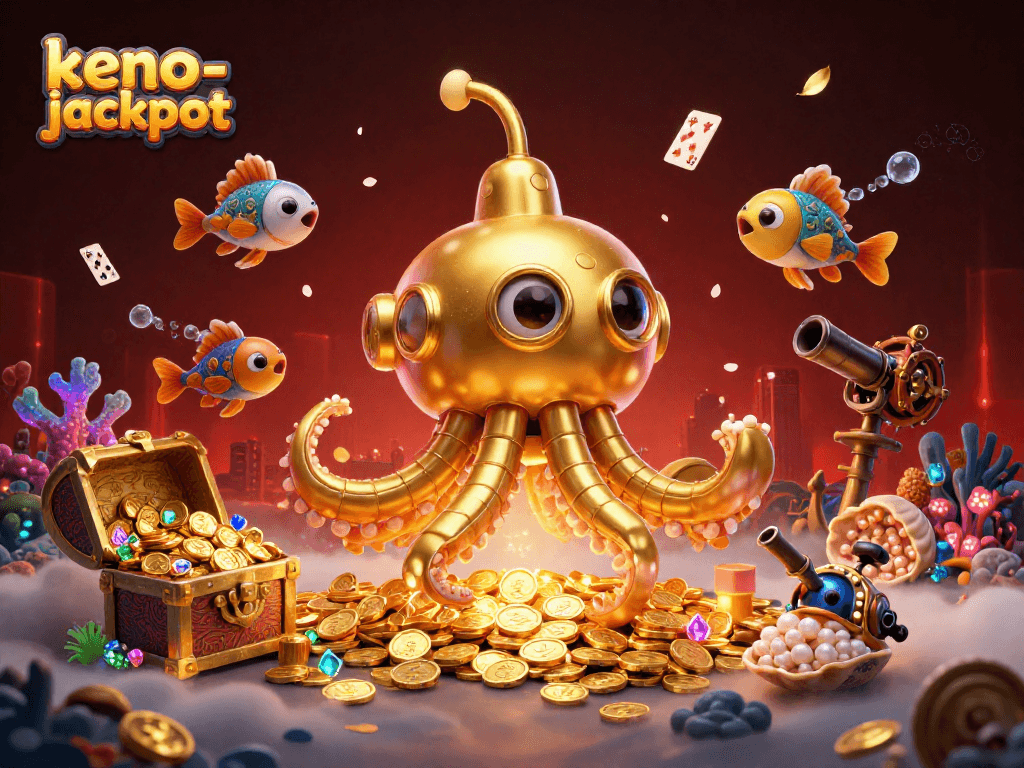 Engage with the thrilling keno-jackpot experience, featuring dynamic underwater visuals and excitement.