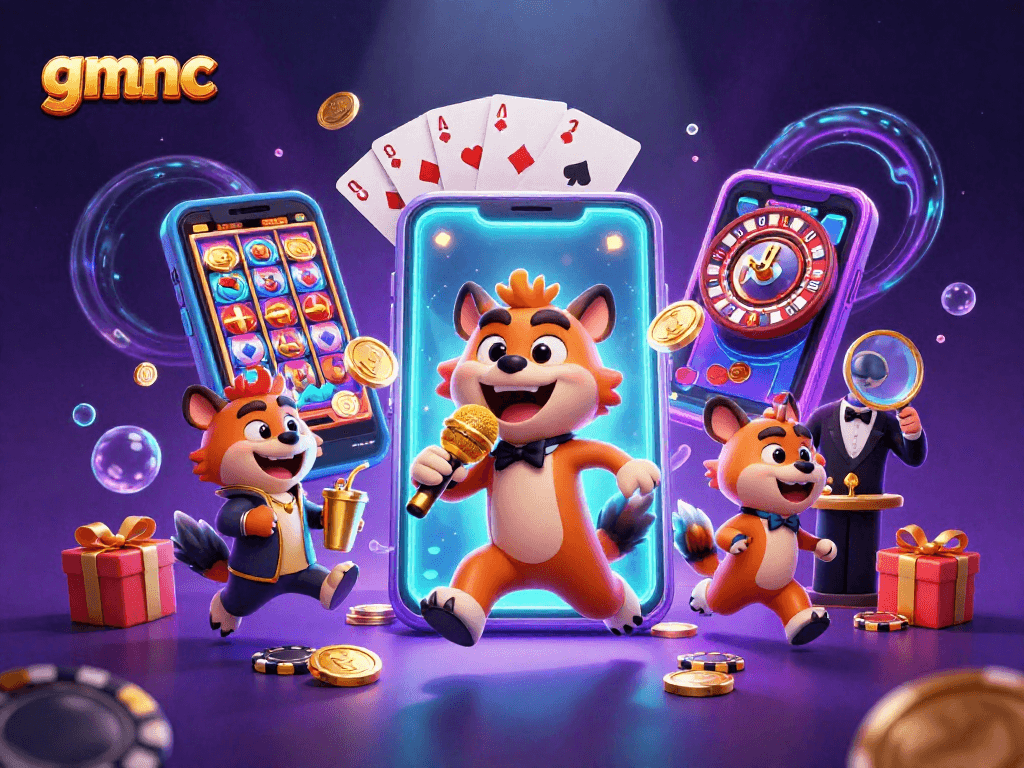 Experience the excitement of gmnc with hyenas in a comedy casino club showcasing vibrant slot games and fun.