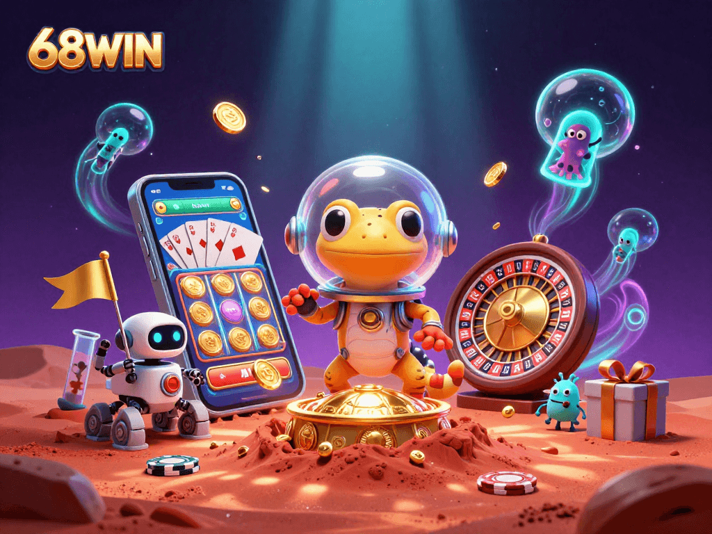 Join the fun at 68WIN by exploring a colorful casino universe filled with vibrant gaming elements.