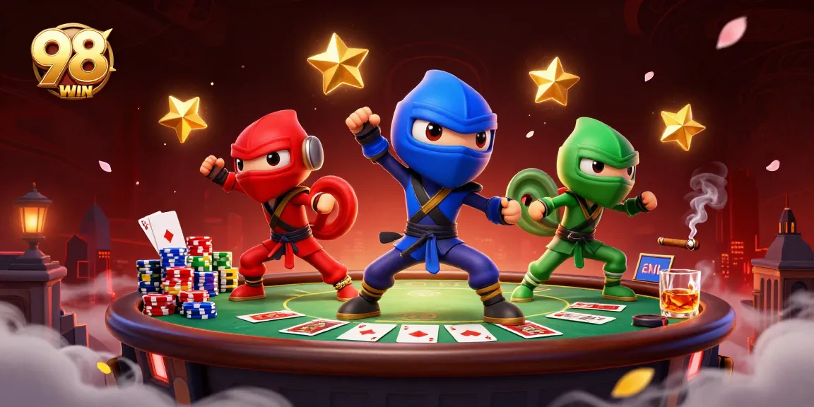 98WIN players enjoy an exciting casino atmosphere with chameleon ninjas and poker elements.