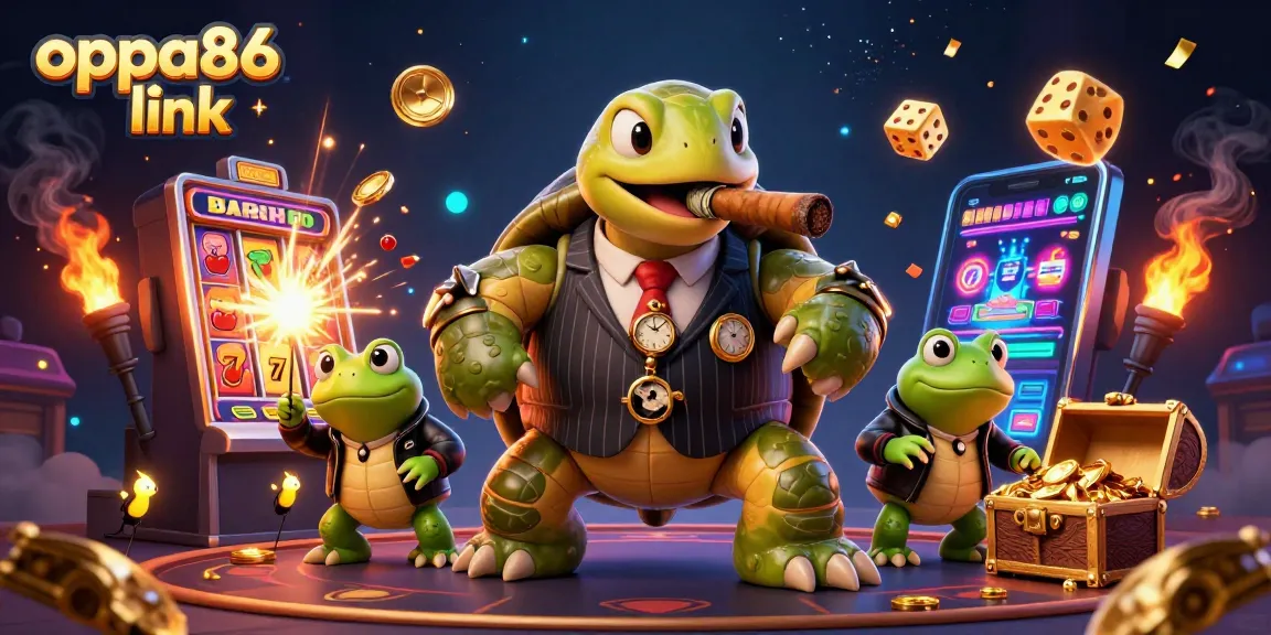 Experience excitement with the oppa86 link in this vibrant casino-themed illustration.