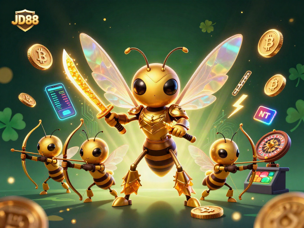 Engage with JD88’s casino experience, showcasing vibrant characters and dynamic elements.