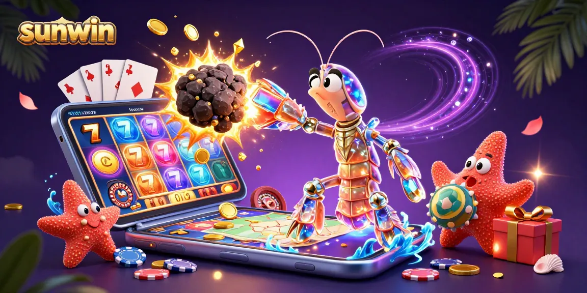 Experience epic wins with sunwin in this vibrant 3D casino illustration showcasing thrilling gameplay.
