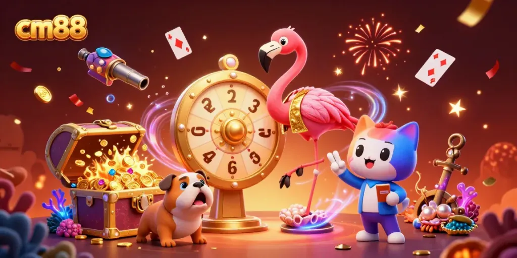 Experience the vibrant gameplay excitement at cm88 with colorful characters and dynamic prizes.