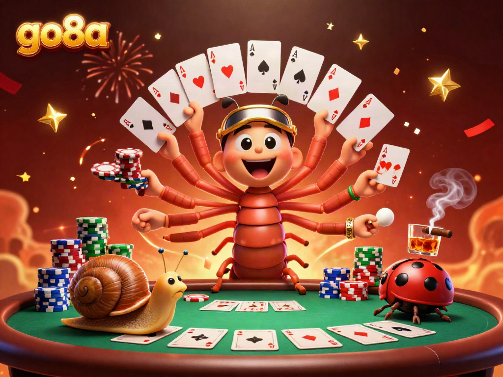 Experience the excitement of go8a as a millipede dealer showers cards at a vibrant casino scene.