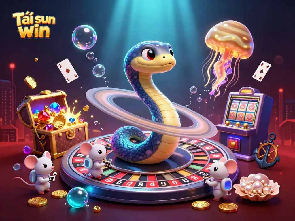 Engage in thrilling bets with the vibrant "Tải sun win" cosmic casino adventure featuring snazzy characters.