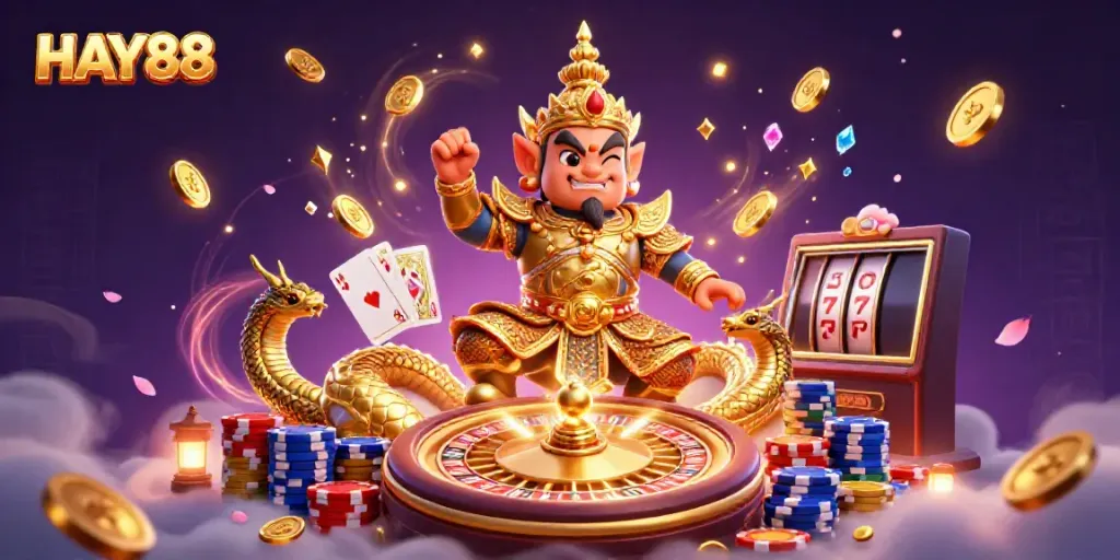 Experience the excitement of HAY88 with thrilling casino action, vibrant characters, and dynamic symbols.