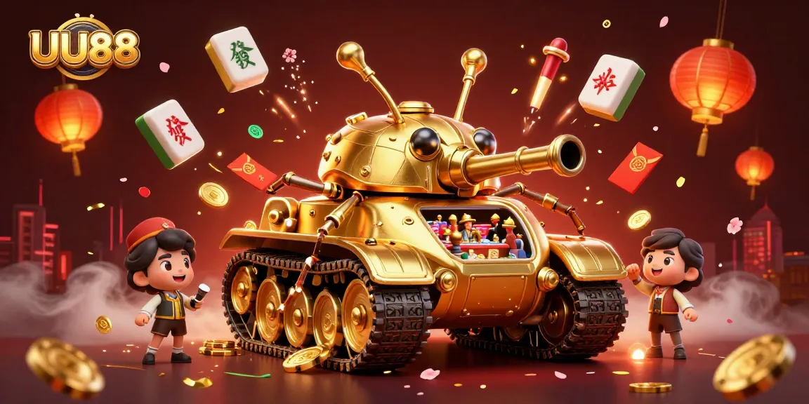 Experience vibrant casino action with UU88's animated golden beetle tank and festive elements.