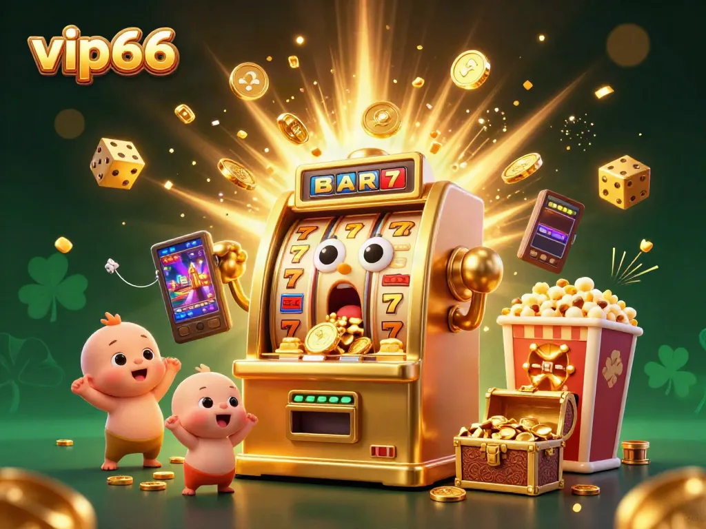 Experience the excitement at vip66 as golden slot machines celebrate a jackpot win with coins flying everywhere!