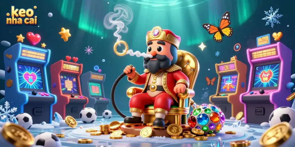 Experience thrilling sports betting with keo nha cai symbols in this vibrant digital illustration.