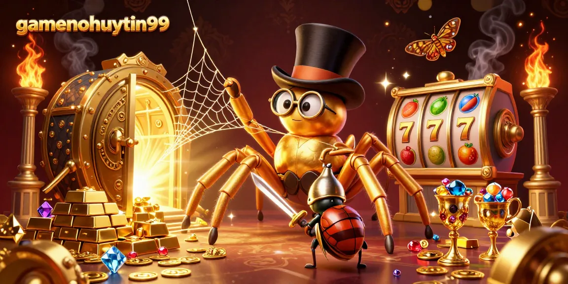 Experience the thrill of gamenohuuytin99 with exciting slots and treasures in a vibrant 3D illustration.