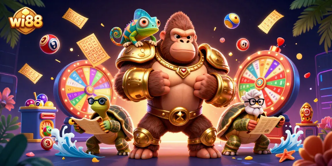 Experience the exhilarating gaming world of wi88 with vibrant characters and casino elements.