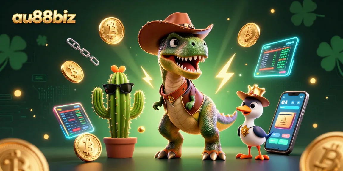 Experience thrilling gameplay at au88biz with vibrant characters and engaging crypto elements in a lively casino setting.
