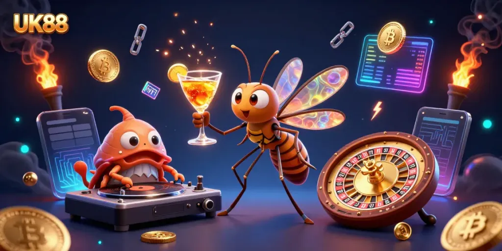 Engage with UK88's lively casino scene featuring unique characters and vibrant game elements.