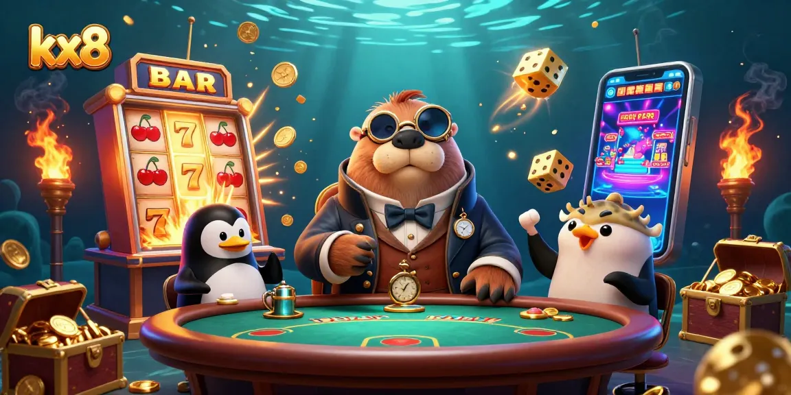 Engage in thrilling gameplay with the kx8 platform's vibrant casino experience featuring lively characters and colorful elements.