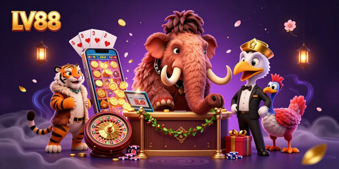 Experience thrilling LV88 gaming with a bouncer, VIP, and doorman in a vibrant casino scene