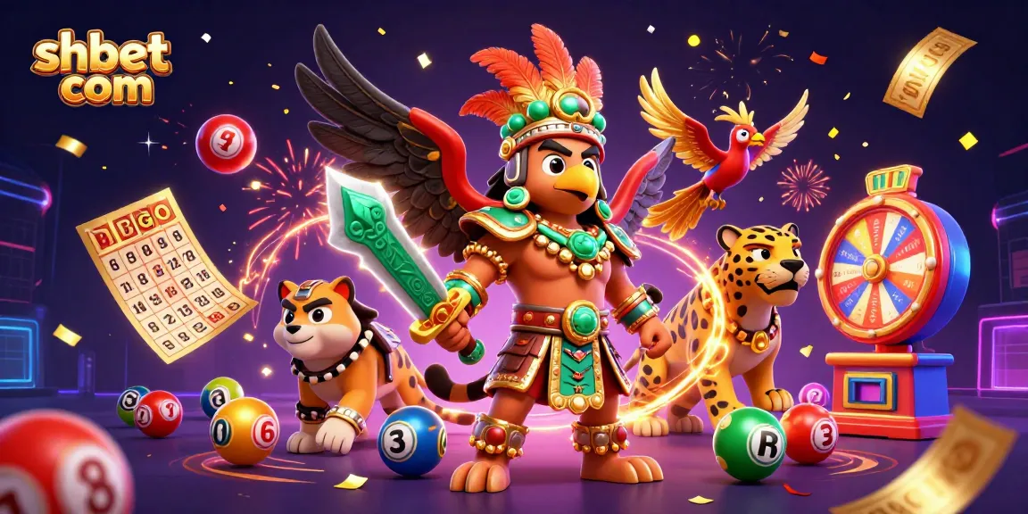 Engage with shbet com's vibrant gaming scene featuring Aztec warriors and dynamic lottery elements