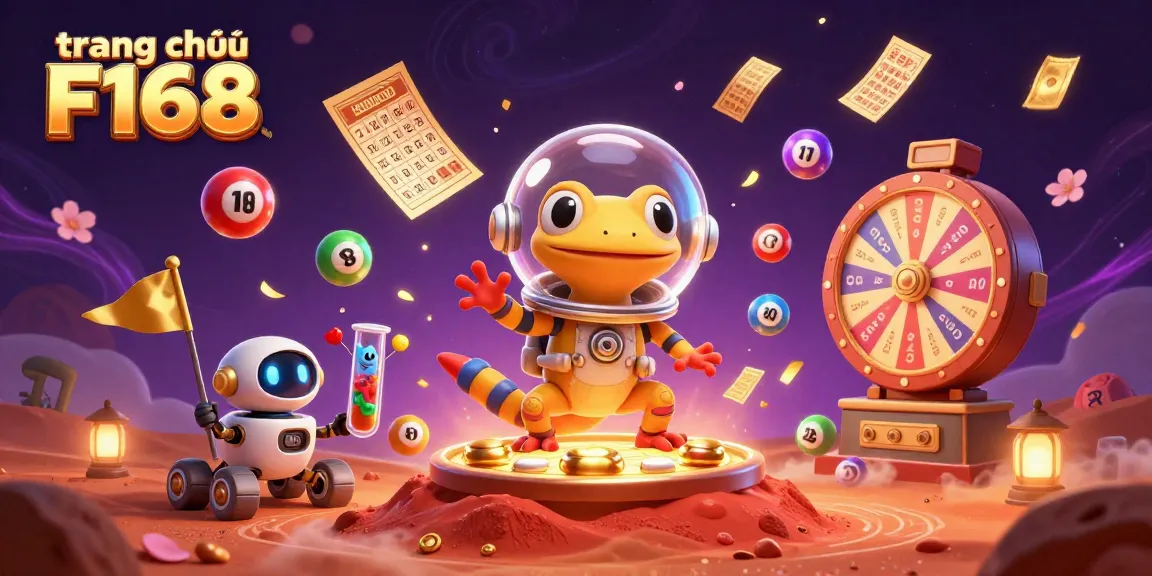 Celebrate wins at trang chủ F168 with a vibrant scene of Martian characters exploring a golden casino.
