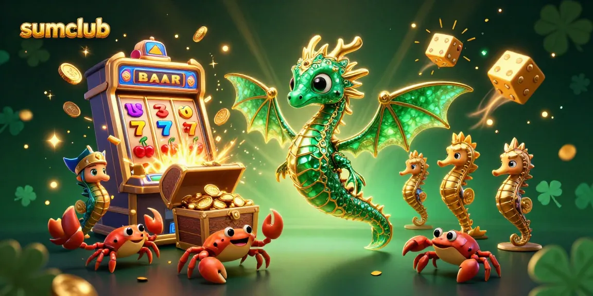 Play slots and win rewards at sumclub with vibrant 3D casino illustration showcasing thrilling gameplay.