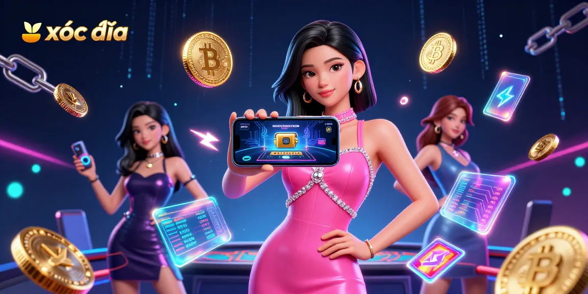 Experience exciting xóc đĩa gameplay with holographic elements and digital interfaces