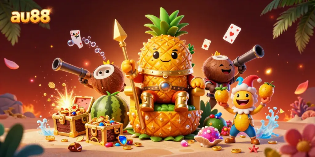 Experience thrilling gameplay at au88 with a vibrant scene of characters in a dynamic casino setting.