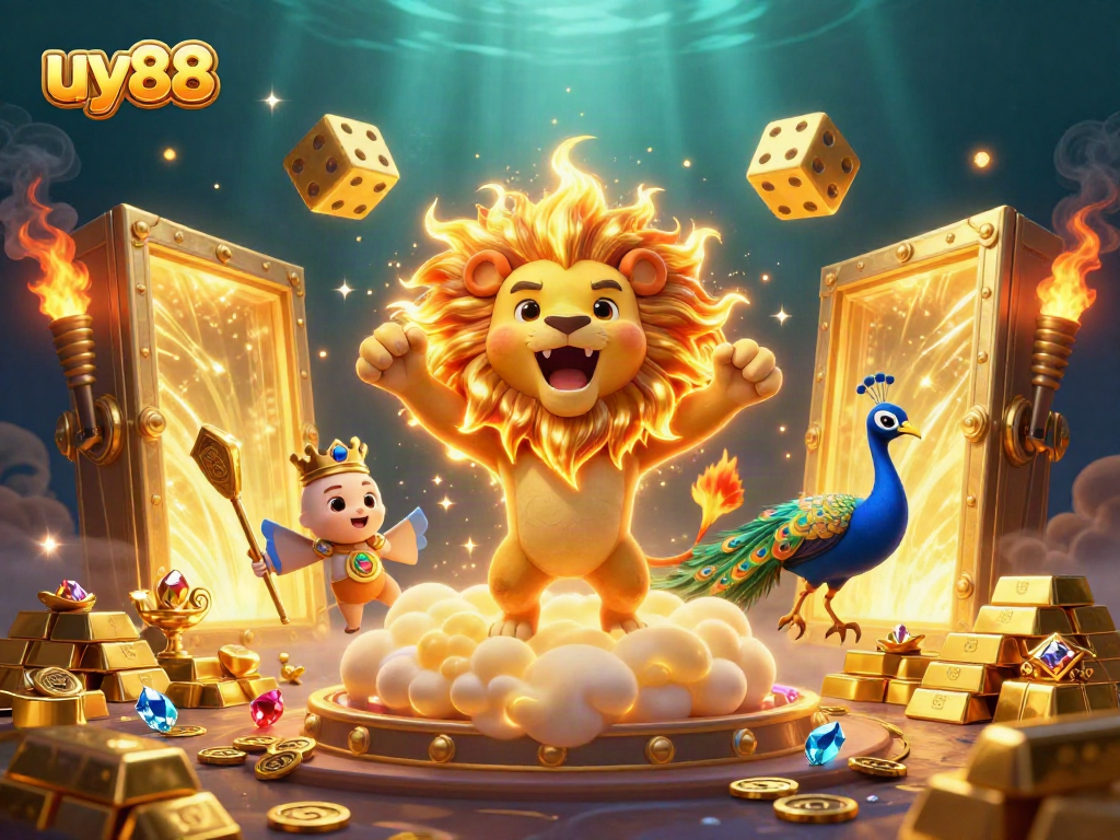 Engage with uy88 in a vibrant casino universe filled with treasures, golden dice, and fun.