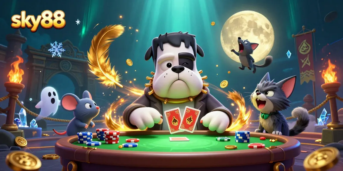 Engage with sky88's thrilling gaming adventure featuring a bulldog dealer captivating players.