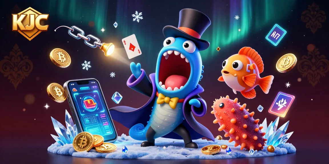KJC showcases a vibrant 3D illustration of underwater magic with cartoon eels and anglerfish, embodying casino excitement.