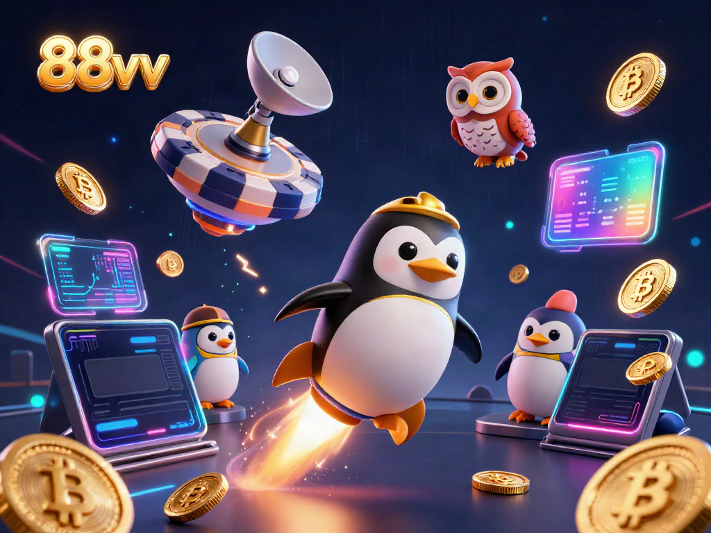 Bet on the adventures of 88vv as a golden penguin embarks on a thrilling casino journey.