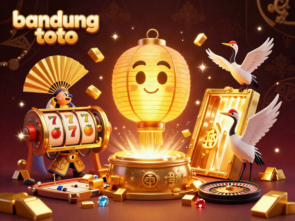 Engage with the vibrant world of bandung toto casino showcasing lucky symbols, slot reels, and golden treasures.