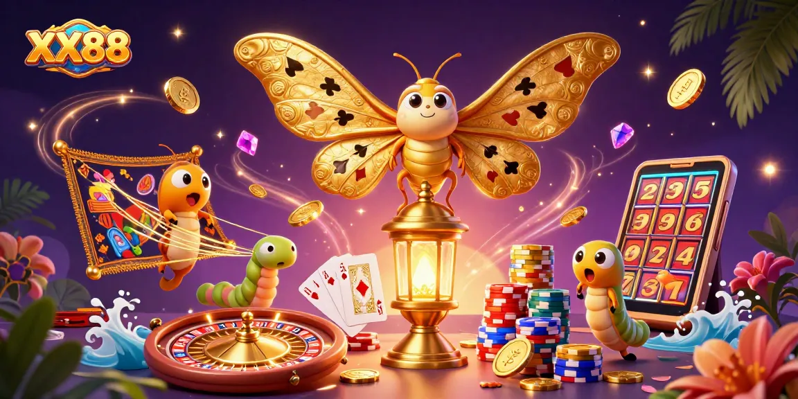 Engage in thrilling casino experiences at XX88 with dynamic gaming scenes and sparkling treasures.
