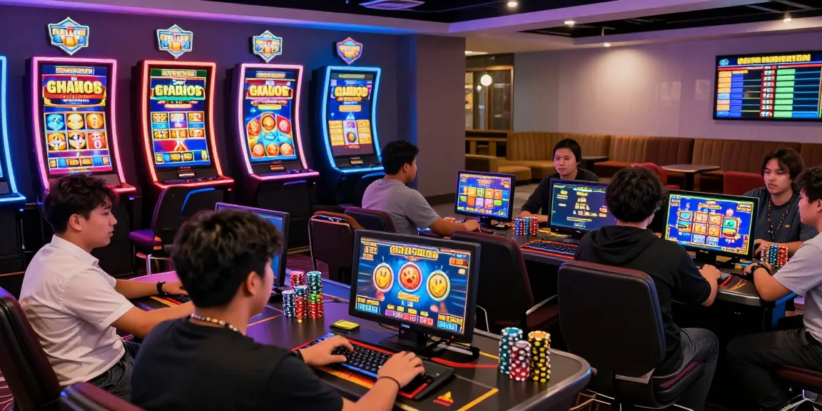Exciting players enjoying slot gacor games in a vibrant online casino atmosphere.