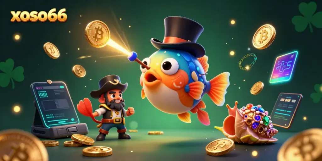 Engage in thrilling gaming at xoso66, highlighted by an anglerfish and treasure elements.