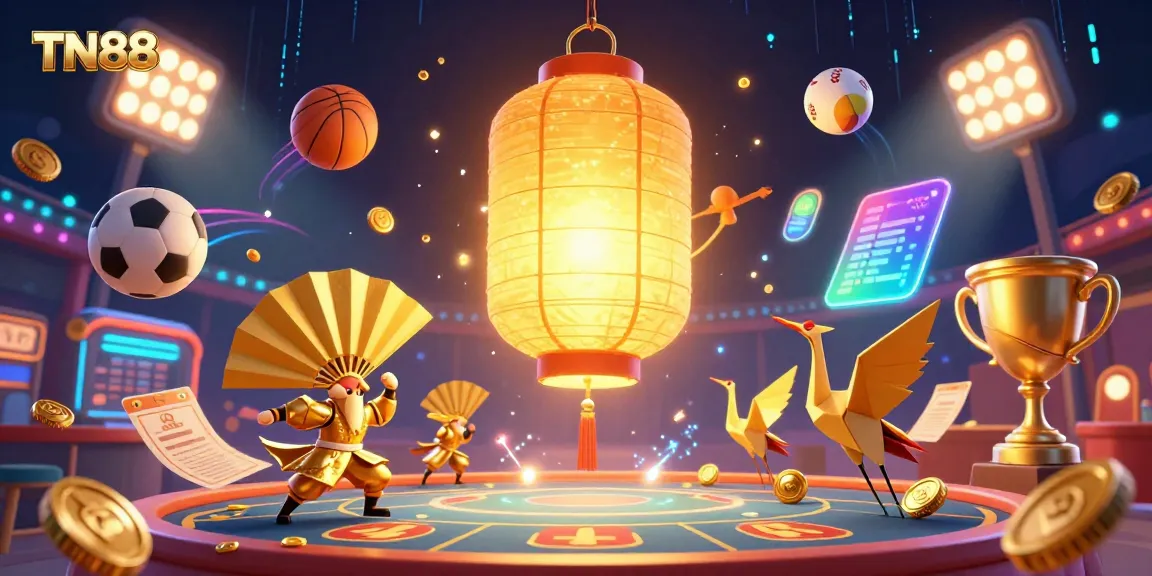 Experience the excitement of TN88 with dynamic sports action and vibrant casino elements.