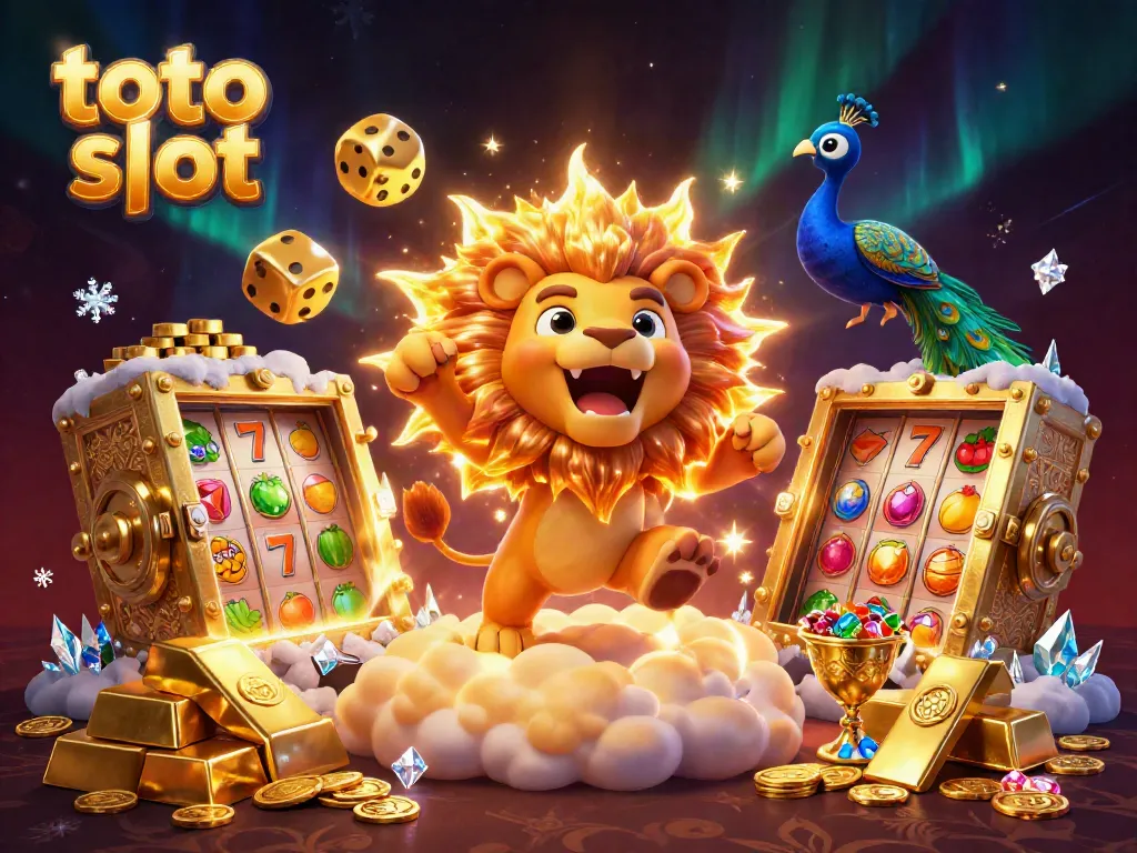 Engage with the toto slot experience through vibrant elements and dynamic characters in this 3D illustration.