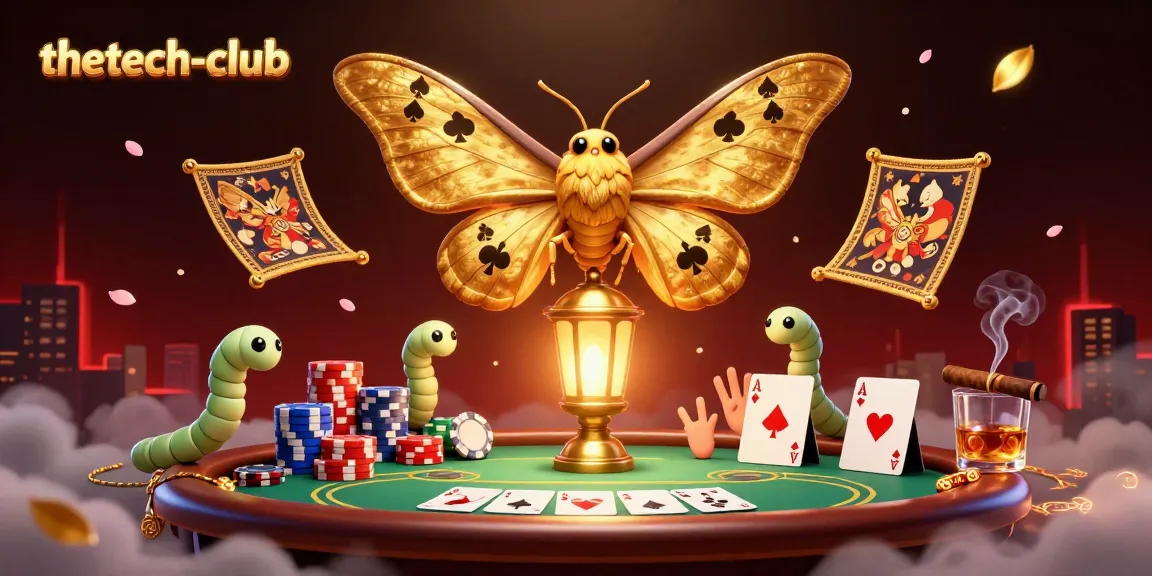 Join the thetech-club at our casino celebration with a vibrant poker scene, featuring a majestic moth.