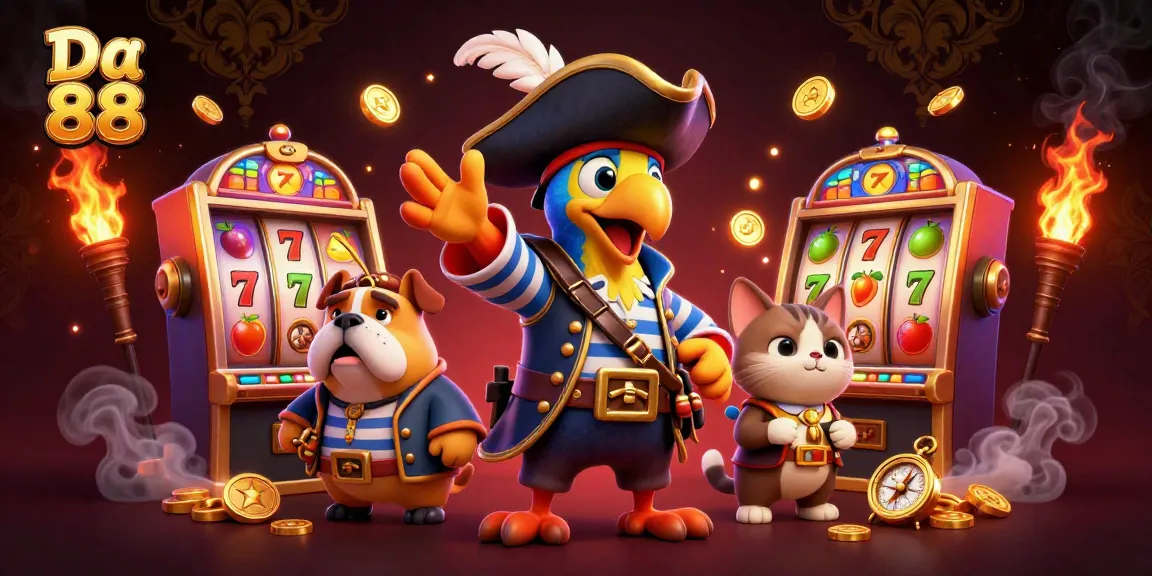 Experience thrilling gameplay at Da 88 with colorful slot machines and engaging pirate characters.
