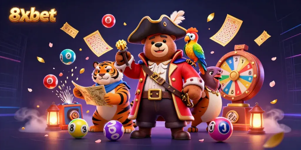 Experience engaging gameplay at 8xbet with an exhilarating visual of themed gambling elements.