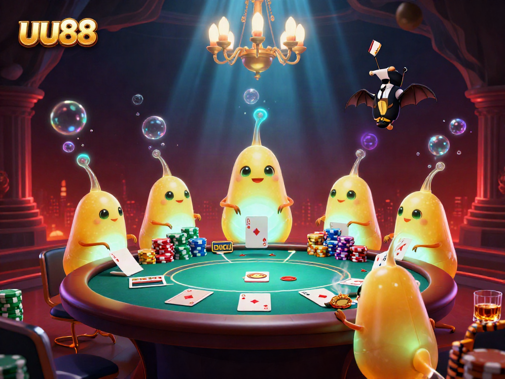 Experience the vibrant action of uu88 in a dynamic cave casino setting with glowworms and a bat dealer.