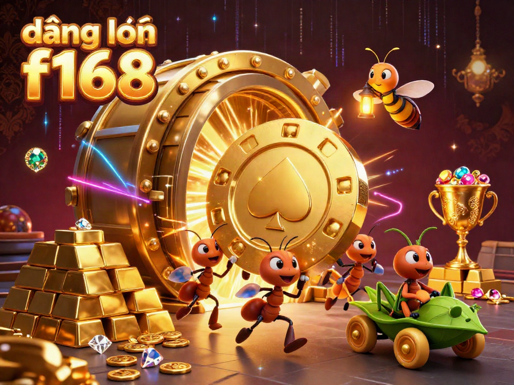 Experience the excitement of đăng nhập f168 in this vibrant 3D heist scene featuring ants and casino elements.