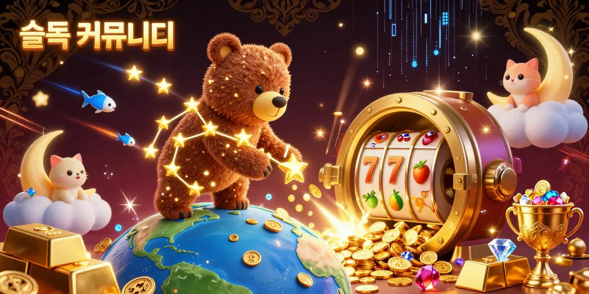 Experience the vibrant world of 슬롯 커뮤니티 with thrilling slot games surrounded by treasure and magic.