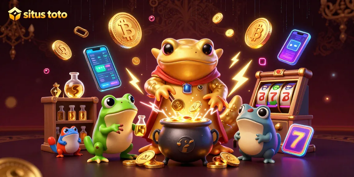 Engage with situs toto's vibrant gambling world, featuring golden salamander alchemist transmuting coins.