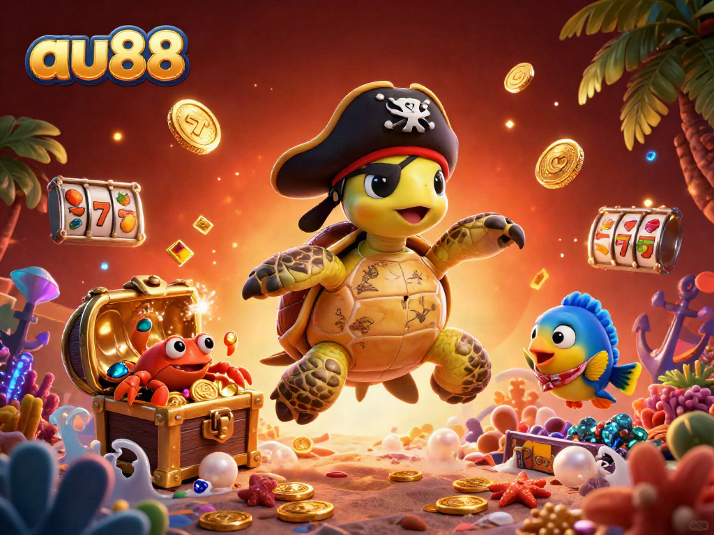 Experience the thrill of au88 with colorful casino-themed underwater characters and treasure.